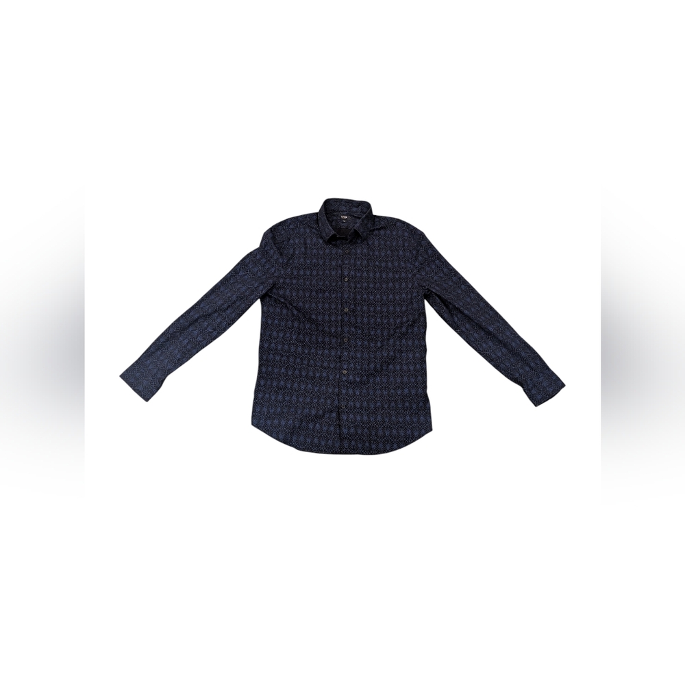 Express 1MX Slim Fit Men's Art Deco Button-up Long Sleeve Shirt - Sz M